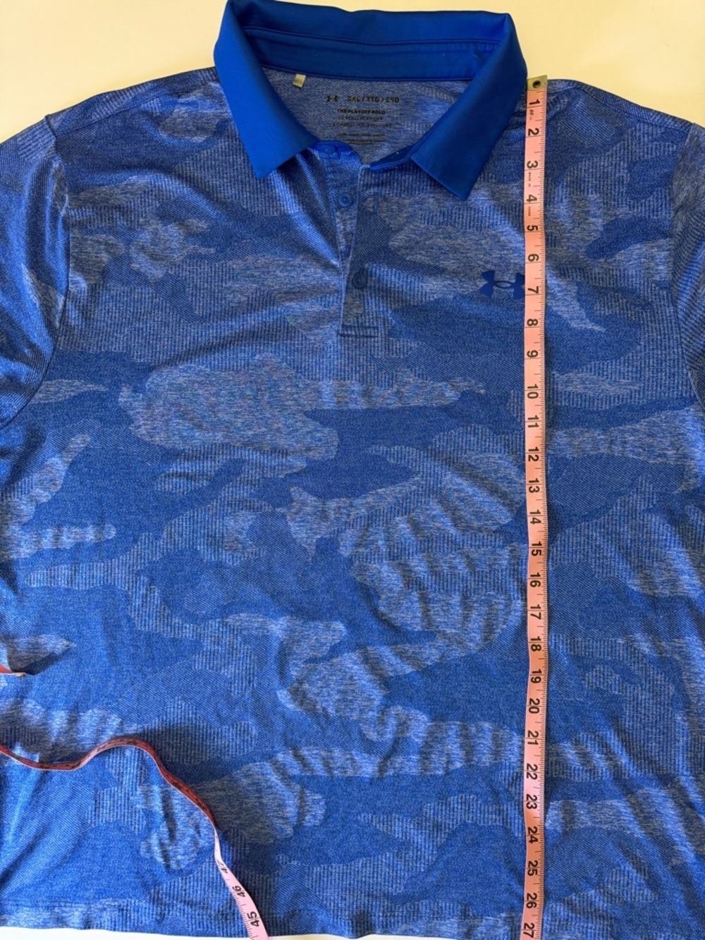 Under Armour Playoff Polo XXL Blue Camo Golf Performance Loose Fit - Picture 3 of 8